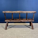 Set of benches and chairs, primitive folk art, 1900s France