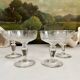 4 coupes à champagne anciennes en cristal gravé entrelacs