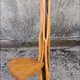 Brutalist floor lamp in solid wood H160 with tripod base