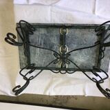 Vintage green marble and wrought iron coffee table