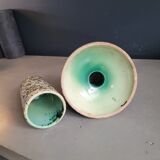 Brutalist ceramic vase and candlestick set