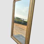 Large antique French gilded mirror with painted floral decoration.