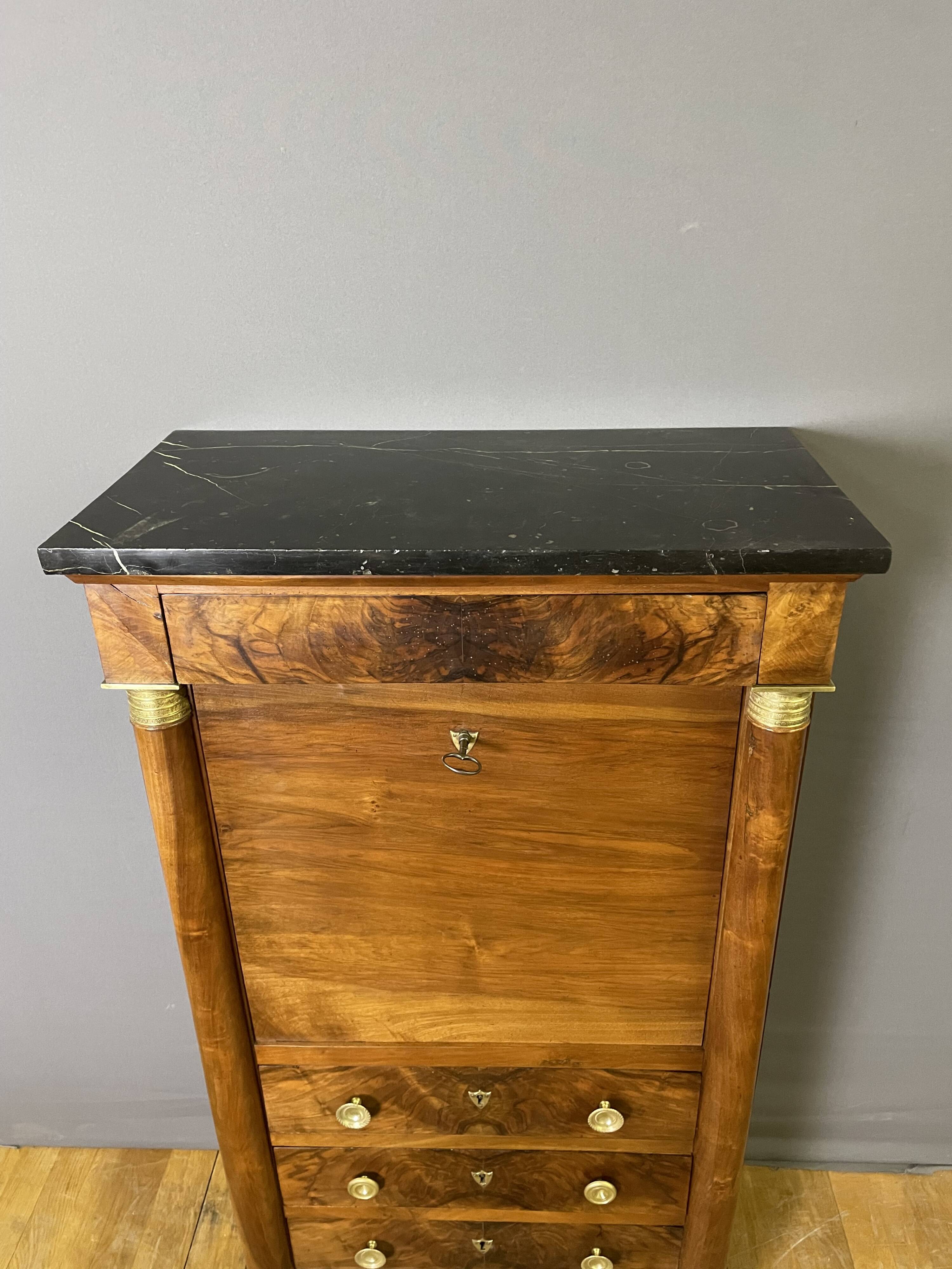 Empire period walnut secretary