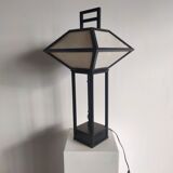 Japanese lamp in black lacquered wood and rice paper H:75cm