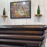 Comptoir de bar en chêne début XXème avec habillage d'époque zinc et étain