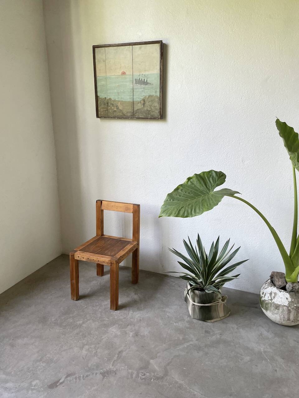 Brutalist pine chair