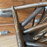 Vintage turned wood and rattan magazine rack