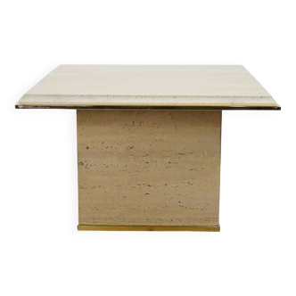 Table basse en travertin et laiton