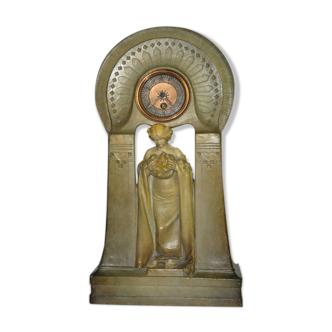 Large Art Nouveau ceramic clock Bechyně