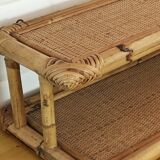 Double vintage rattan shelf.
