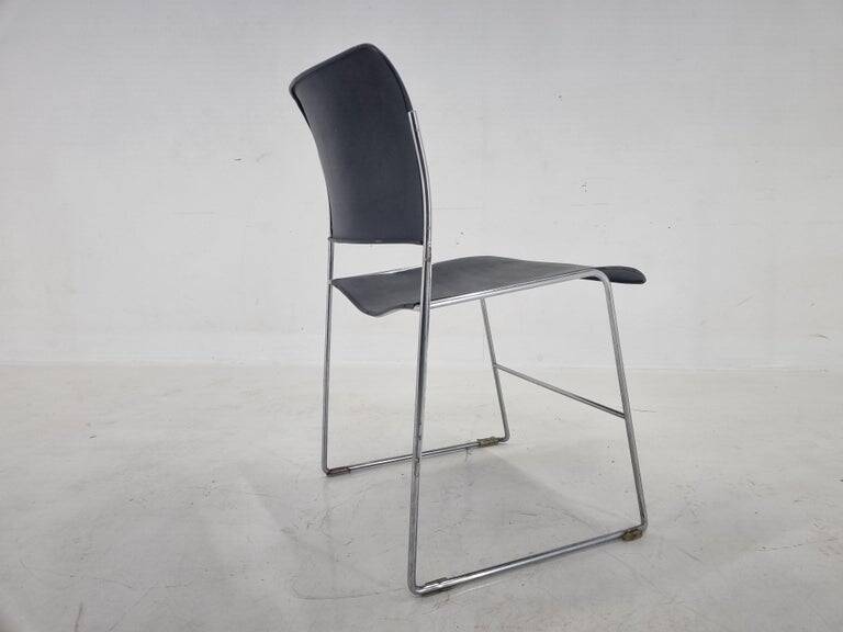 Midcentury David Rowland 40/4 Black and Chrome Side Chair, 1970s
