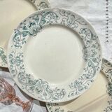 Set of 8 Antique Flat Plates "Figuig" Iron Earth – Longchamp 19th Century