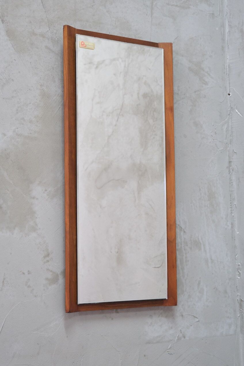 Mid-Century German teak wall mirror from FF Geschliffen , 1960s