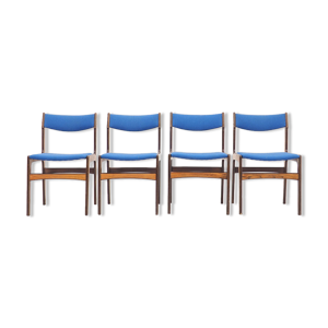 ensemble de 4 chaises Erik Buch bleues pour O.D. Møbler, années 1960