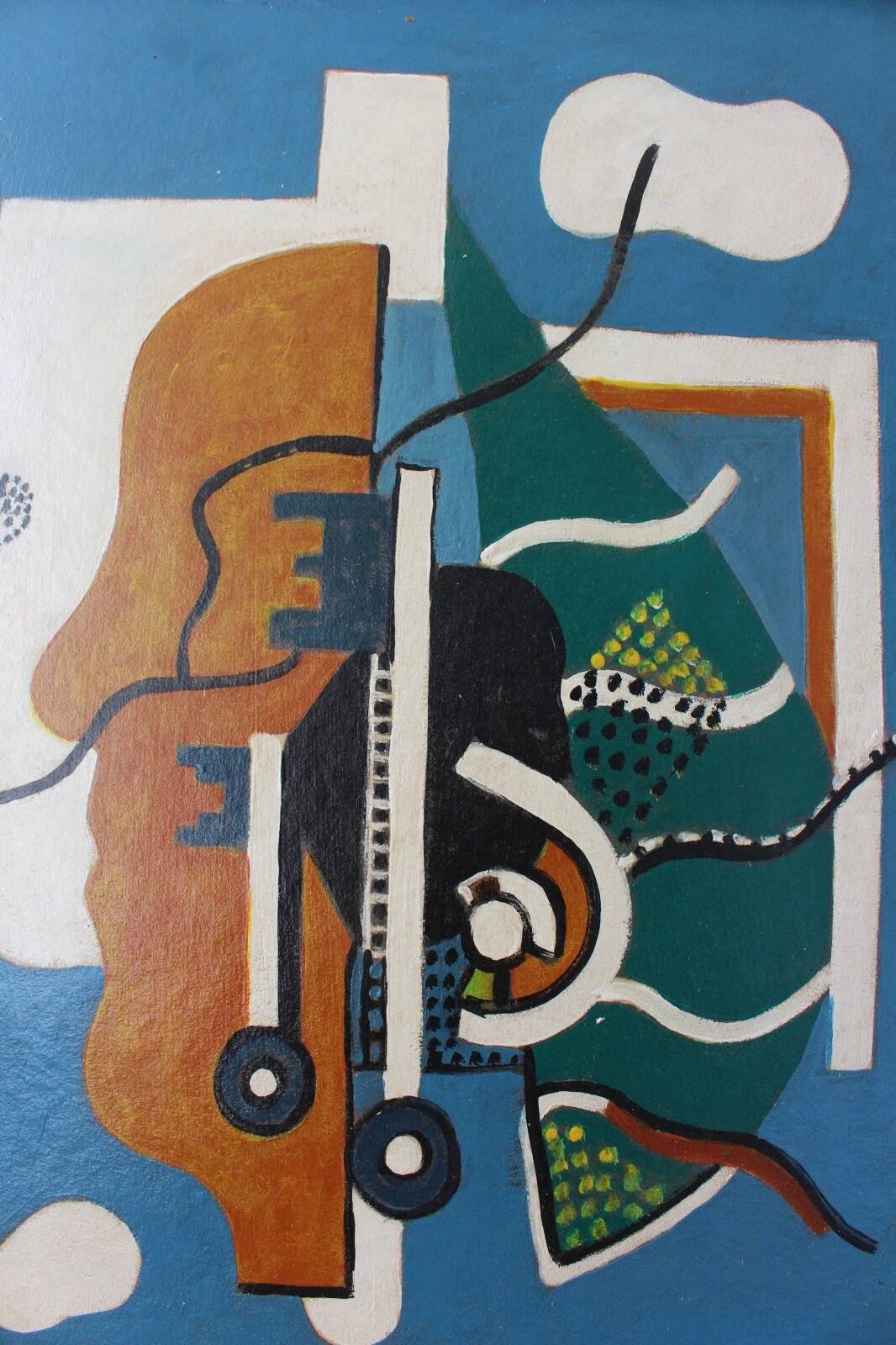 Peinture à l'huile abstraite VINTAGE 1959 | Cubisme moderne du milieu du siècle | Original S