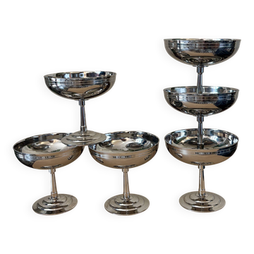 Set of 6 vintage stainless steel dessert bowls
