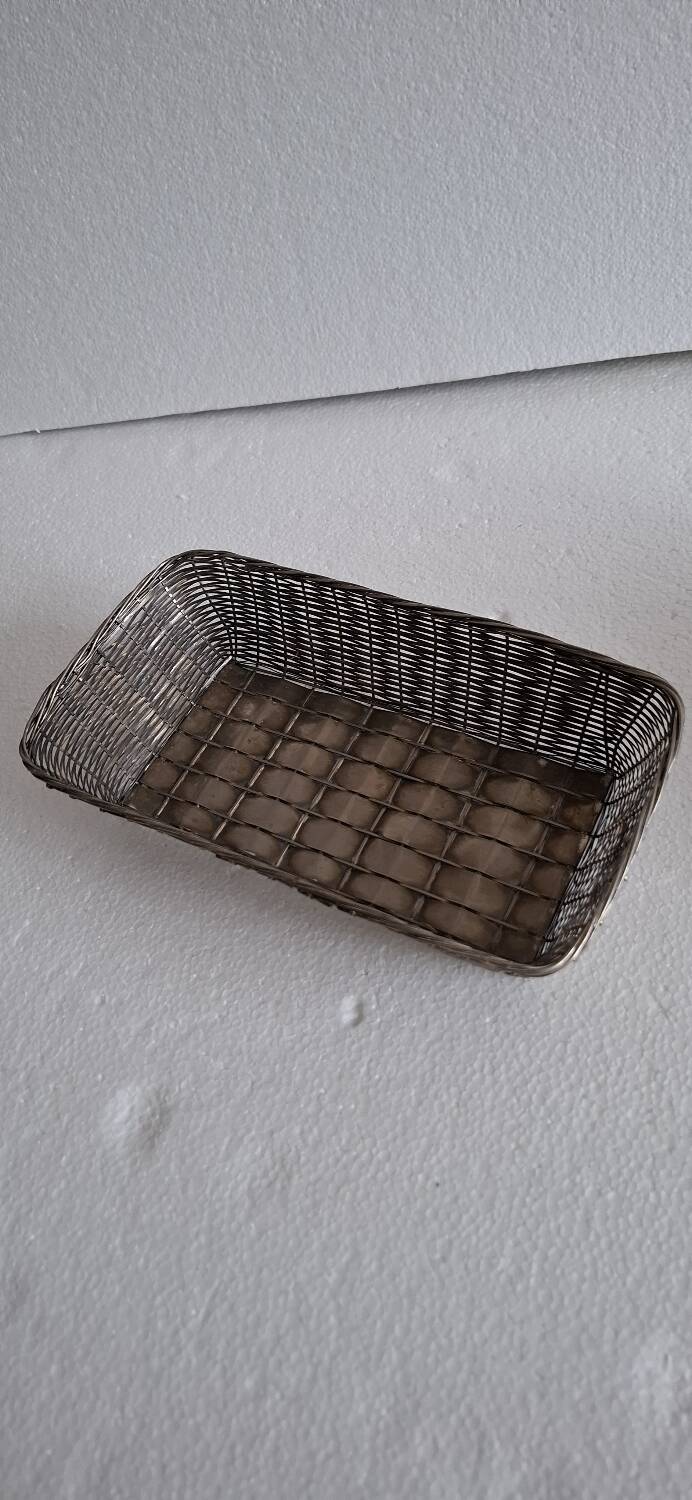 Silver metal basket and bottle holder