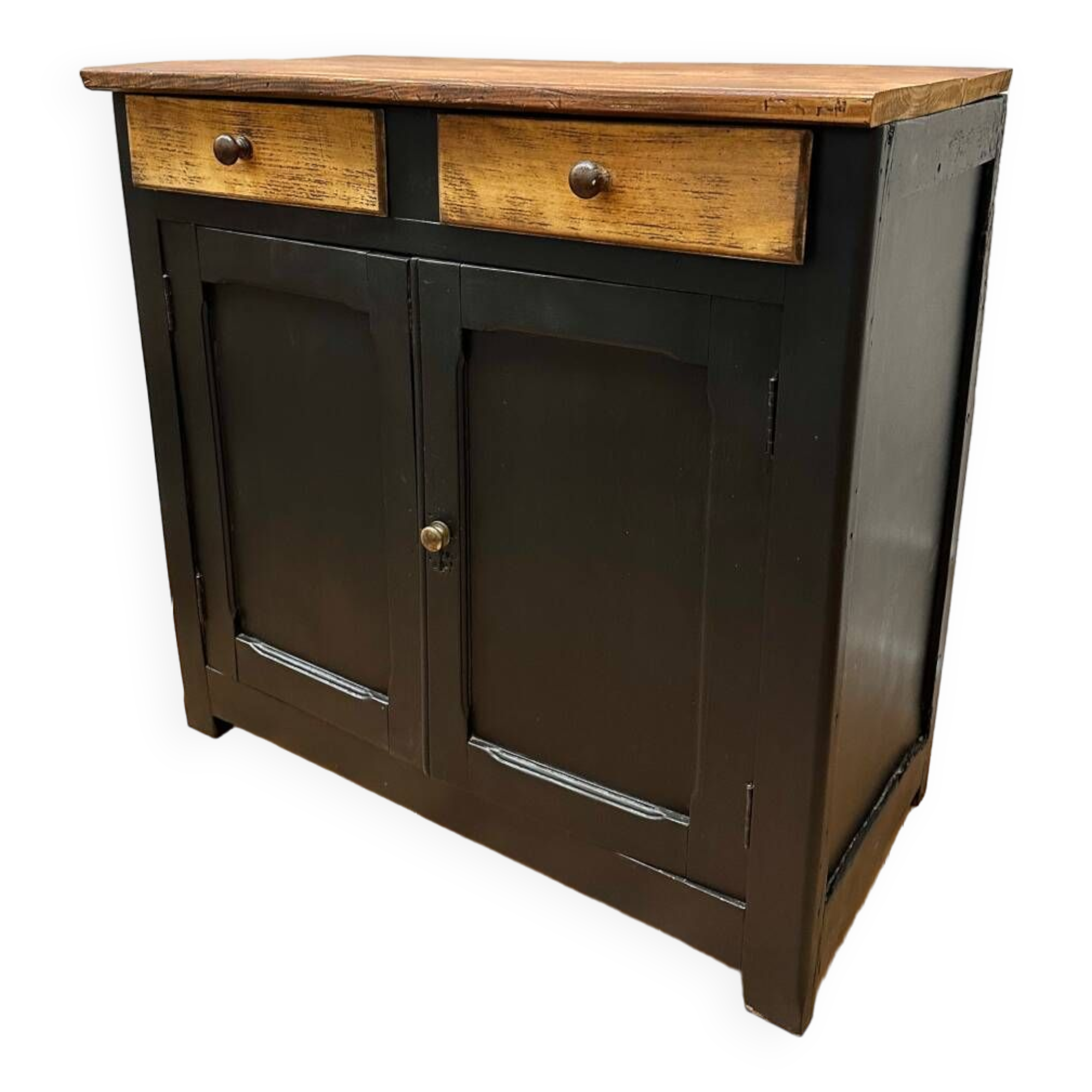 Parisian black and wood sideboard