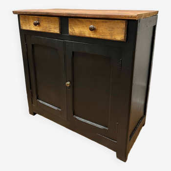 Parisian black and wood sideboard