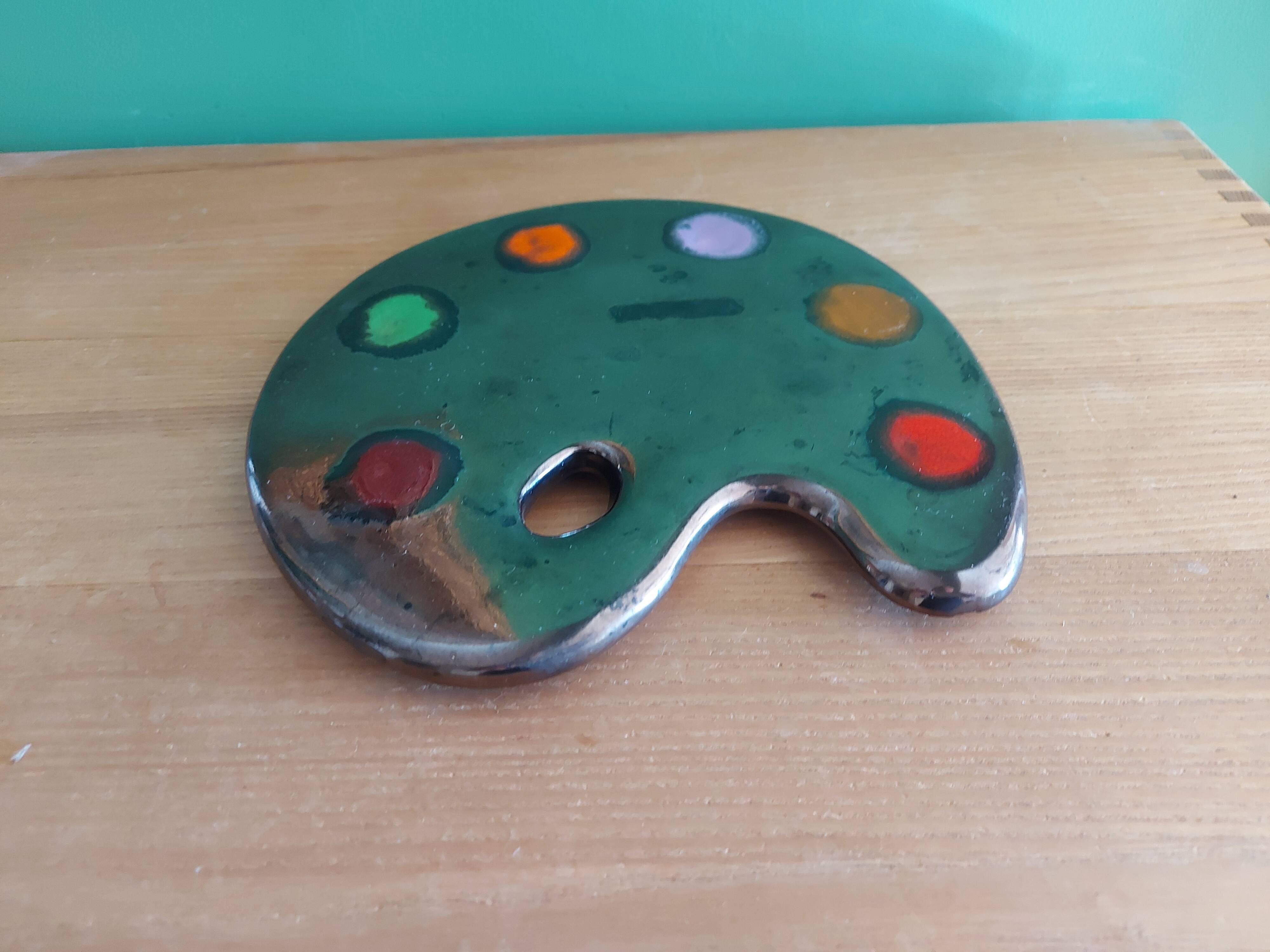 Dessous de plat en céramique vintage en forme de palette de peinture