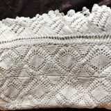 Dessus de lit en coton blanc -  jeté de canapé aux motifs géométriques