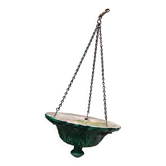 Hanging planter in green earthenware