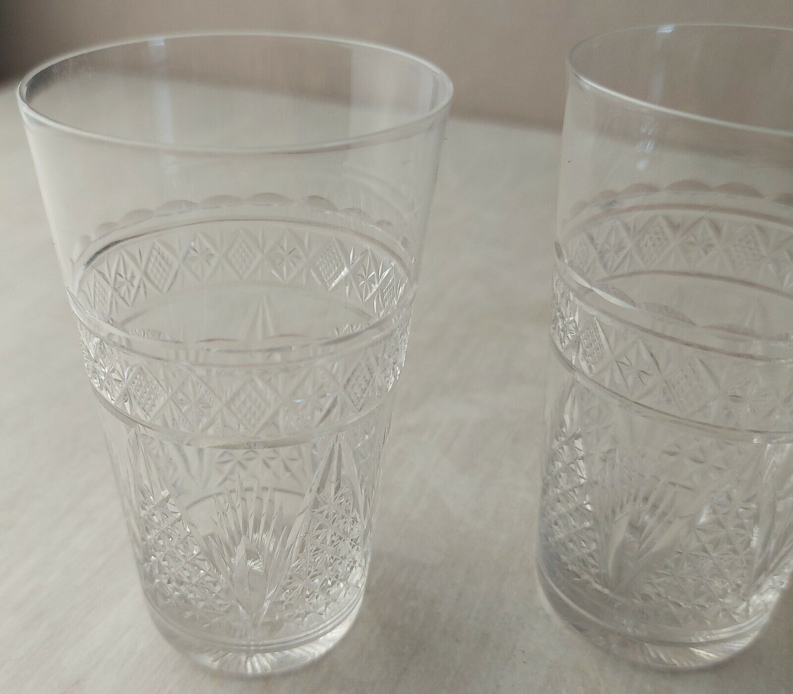 Set of 3 fine glasses, cut crystal, from Baccarat / Saint Louis