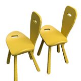 Chaises brutaliste ocre jaune 1960