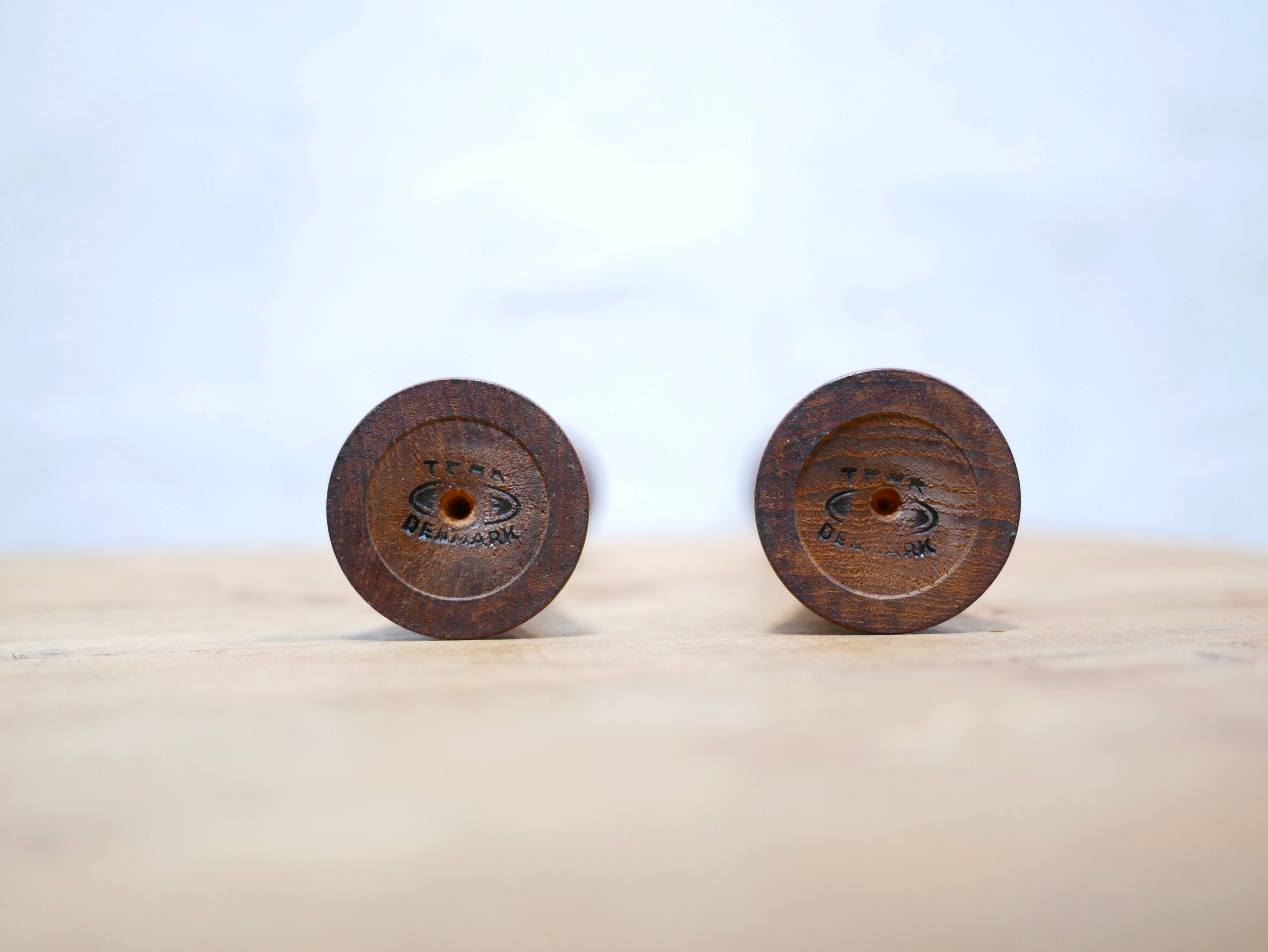 Pair of vintage Scandinavian teak candle holders