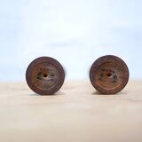 Paire de bougeoirs scandinaves vintage en teck