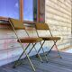 Vintage lafuma folding chair with striped gold fabric