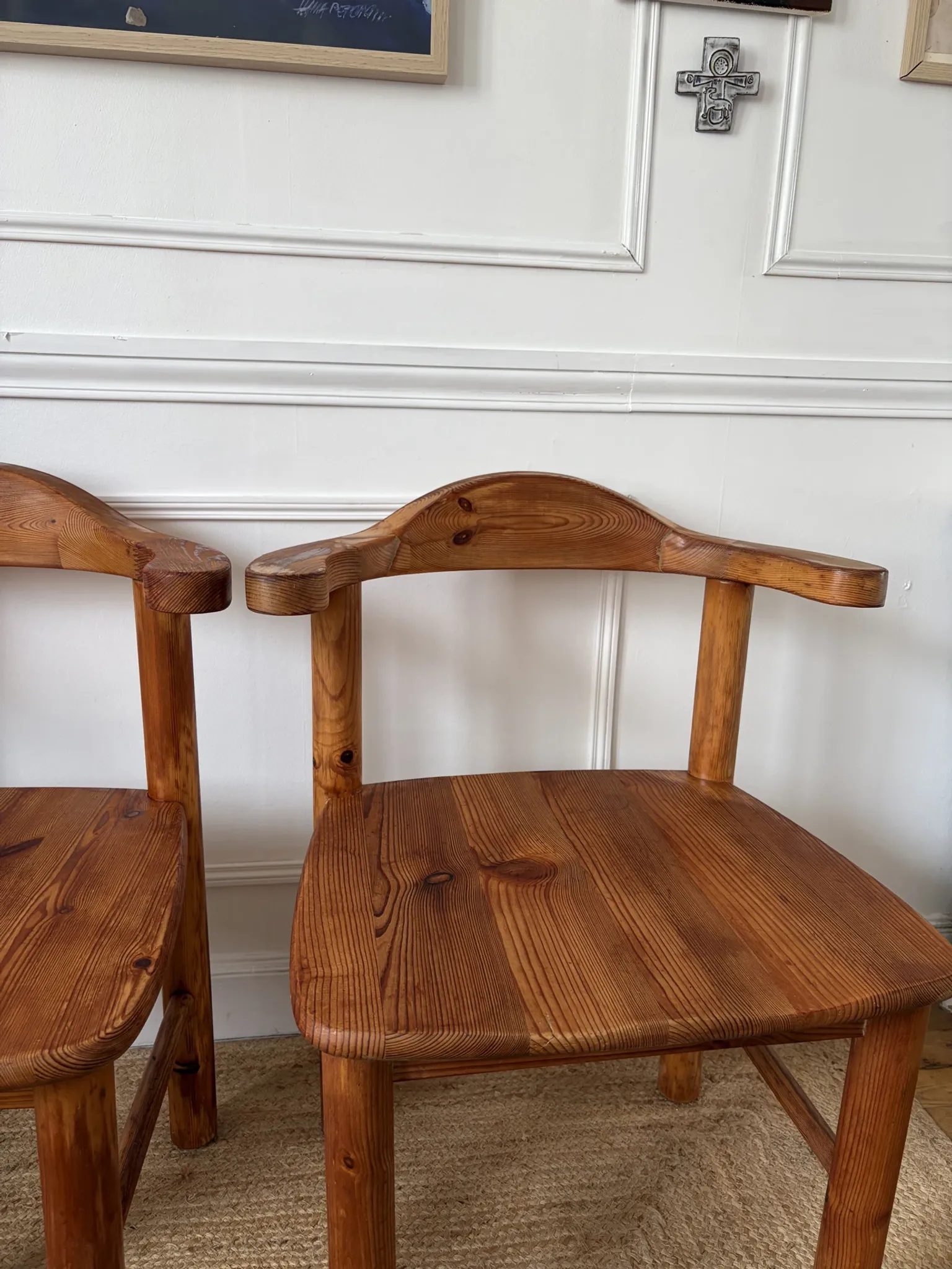 4 pine armchairs from the 1970s