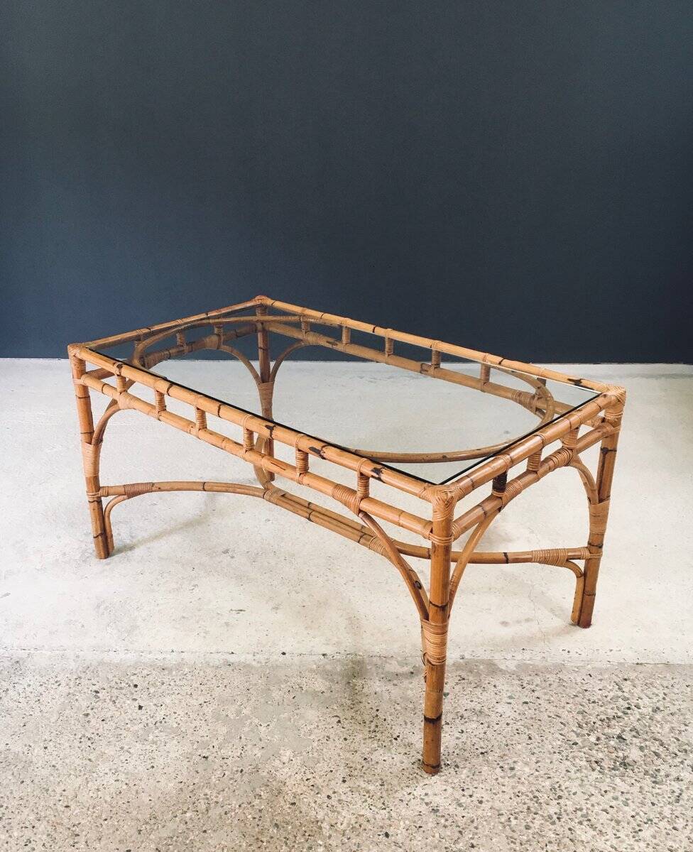 Mid-Century Chippendale Bamboo Dining Table, Italy, 1960s