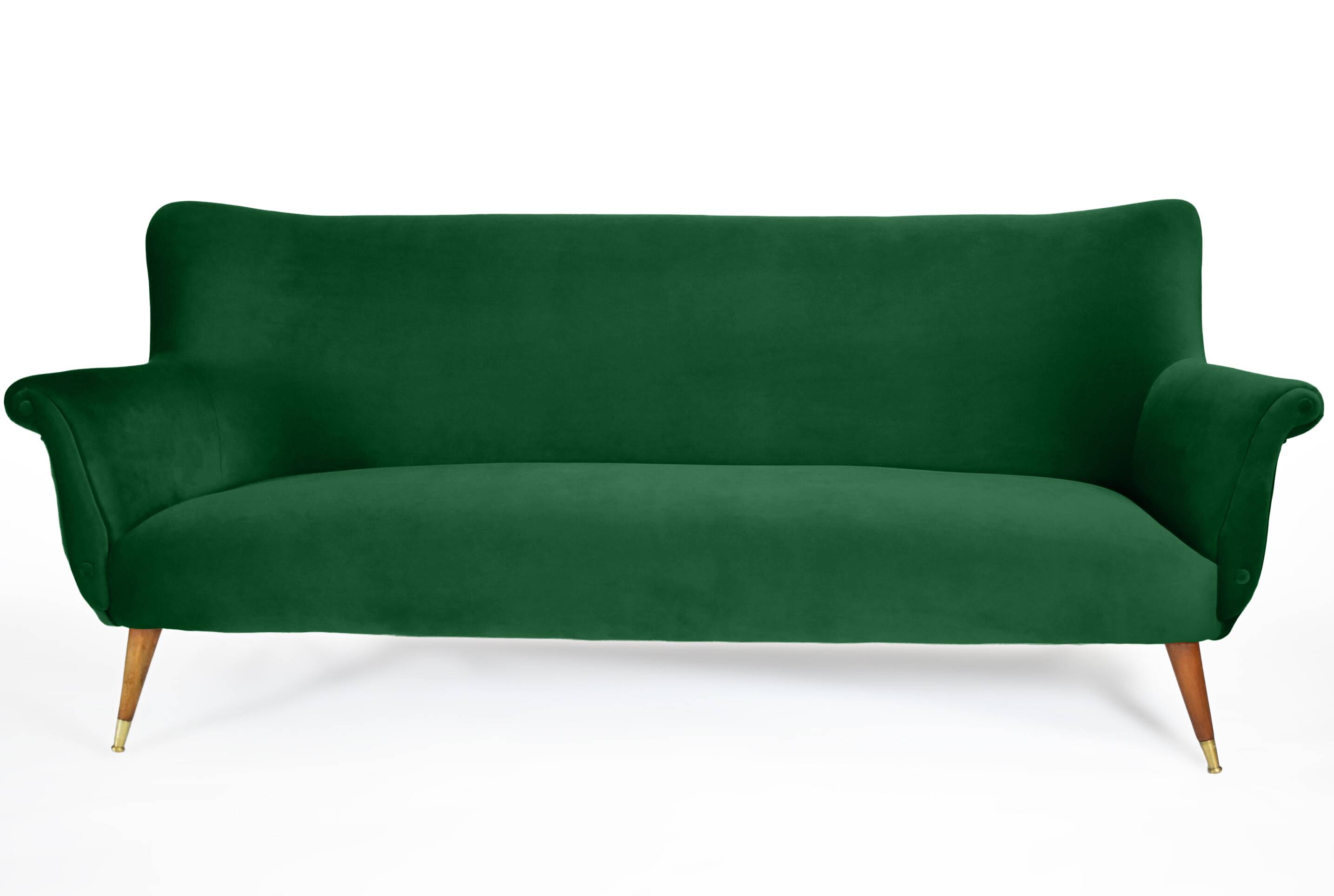 Canapé après rénovation, années 60, vert bouteille