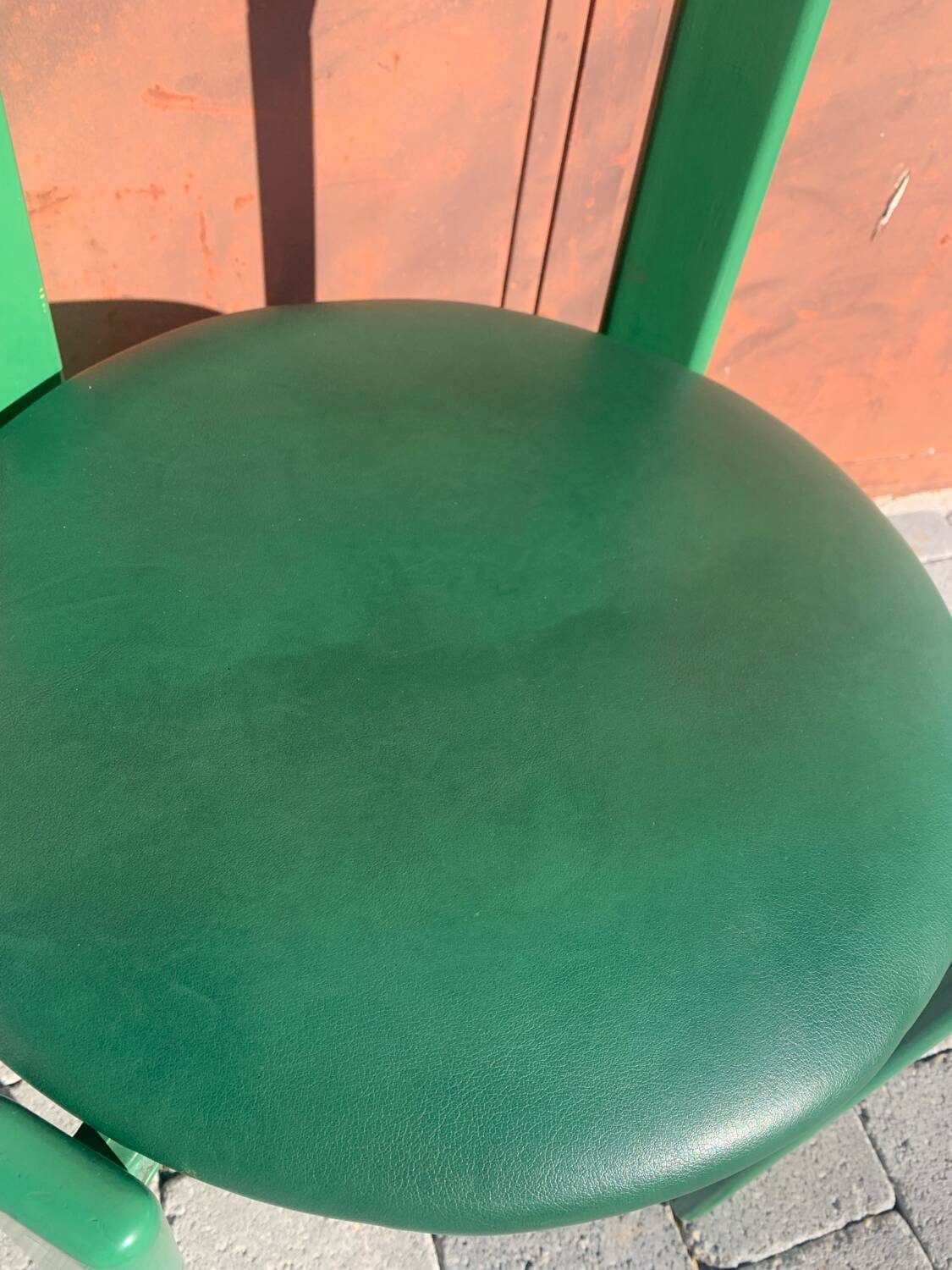 6 Bruno Rey Kush & co Green Stackable Chairs Circa 1970