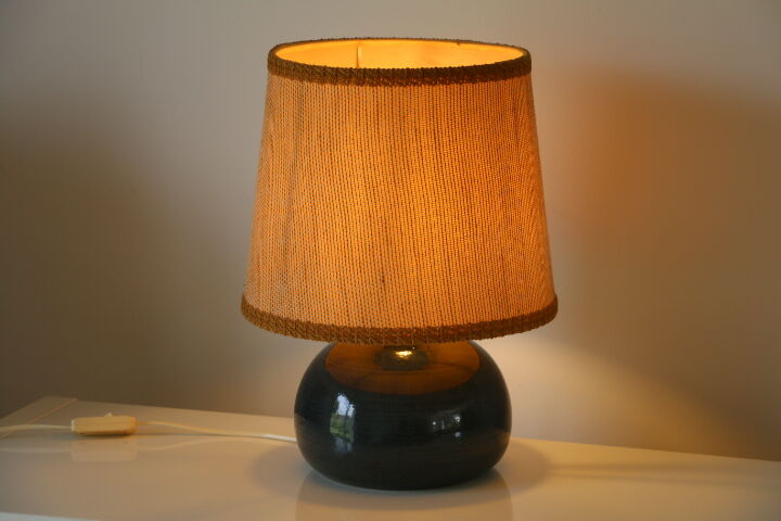 Blue ceramic lamp with lampshade