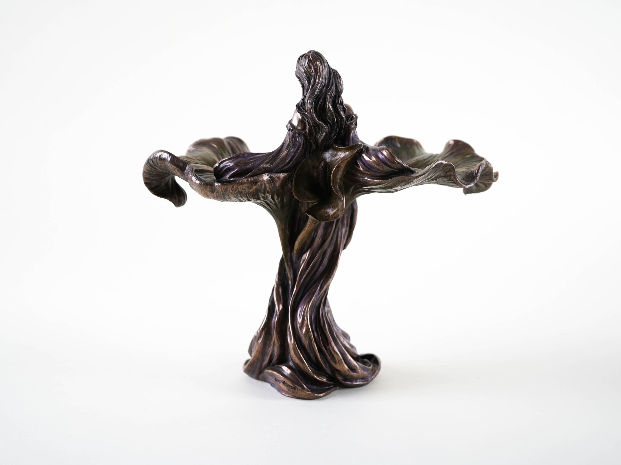 Brass female figurine in Art Deco style with floral motifs, European decorative art