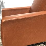 Ancient 70s brown black metal legs armchair wood vintage