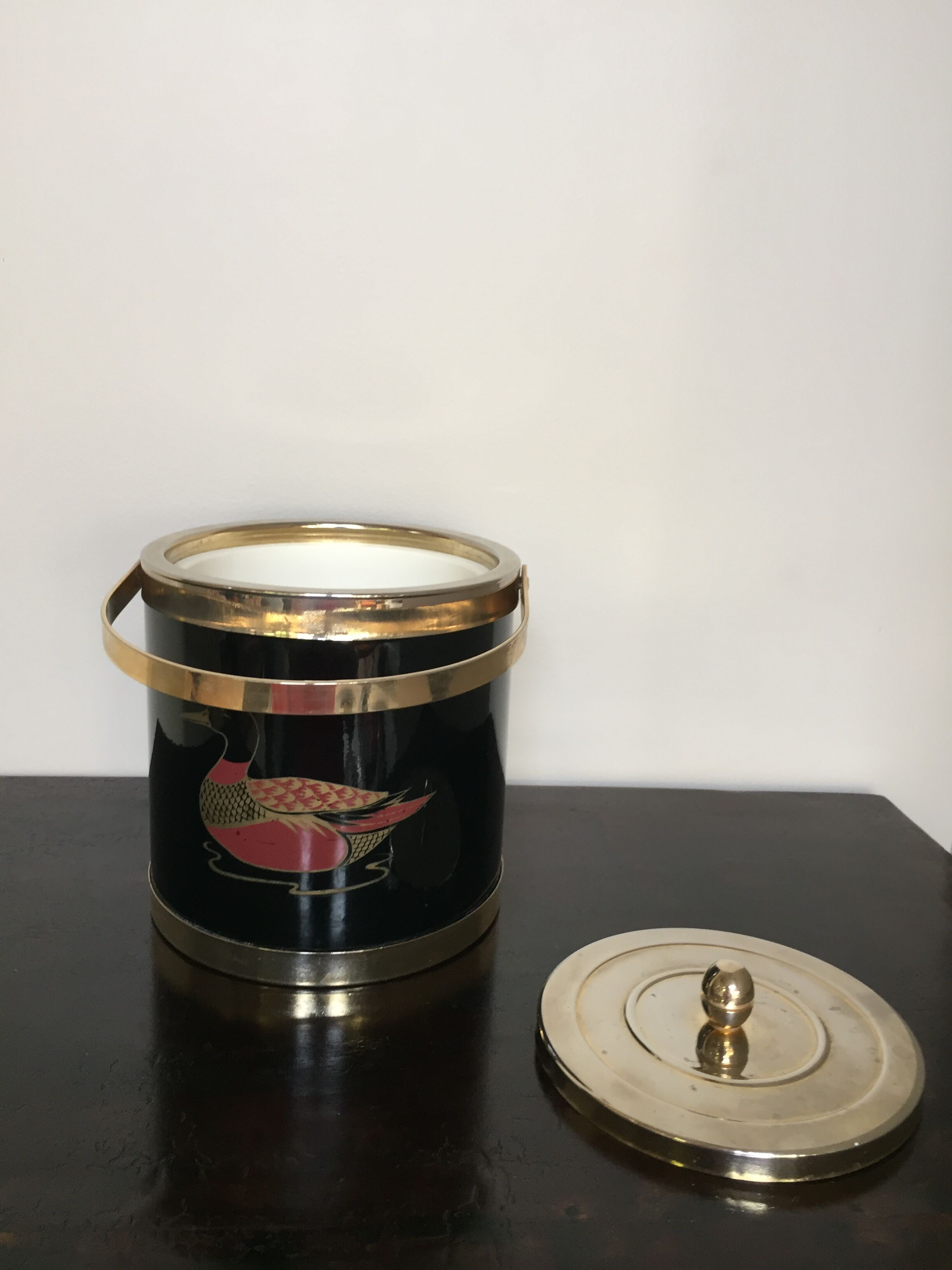 Vintage black and metal ice bucket