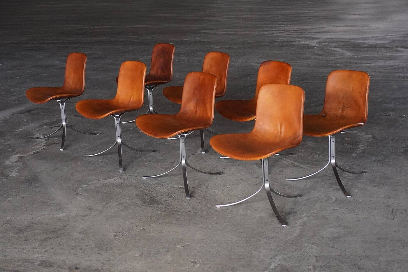 PK9 Dining Chairs by Poul Kjærholm for E. Kold Christensen, Denmark, 1960s, Set of 8