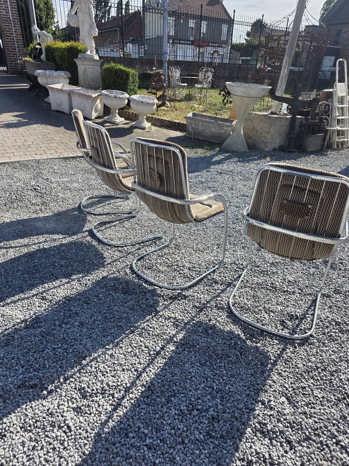 4 chaises Cidue en métal chromé, années 70