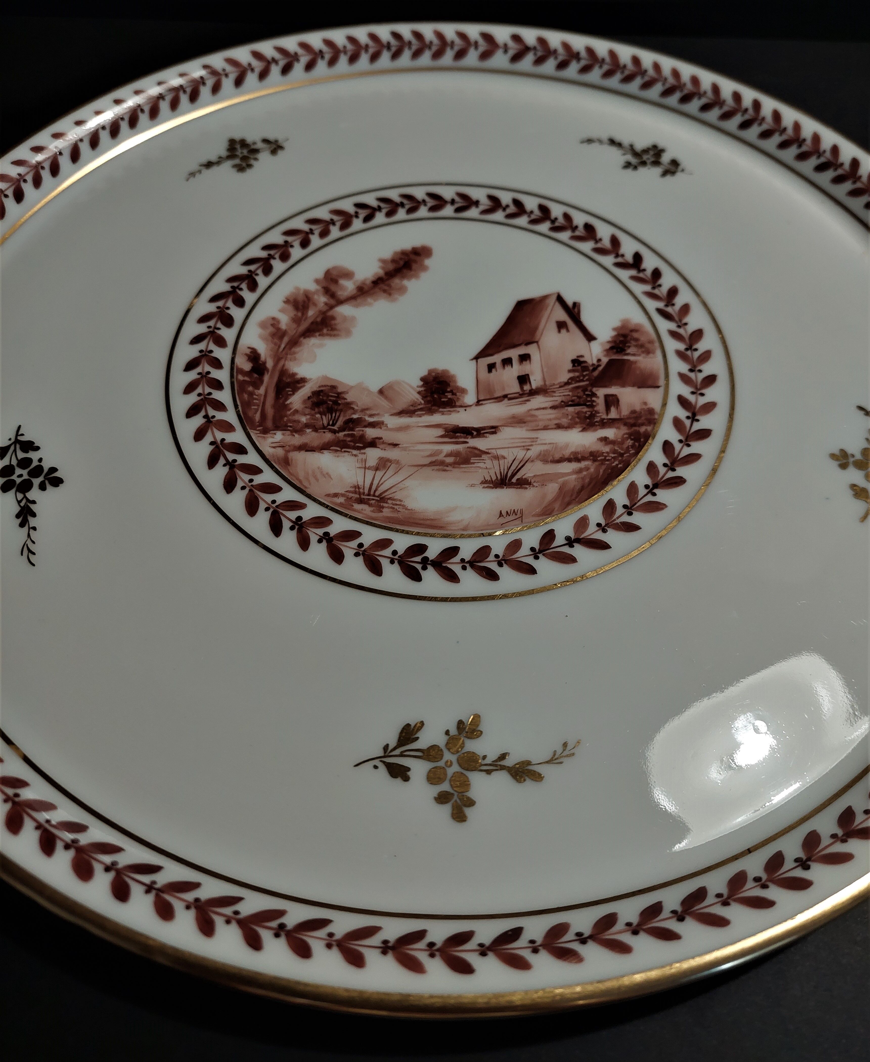 Limoges porcelain dish Georges Boyer decorated hand Art Deco period