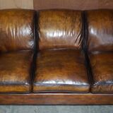 Howard & Son leather canapé, restored vintage, 3-seater