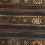 6x9 Brown Grenn Handmade Persian Kilim Rug, 187x286Cm