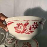 Art Deco pink earthenware service by Badonviller, porcelain, circa 1930