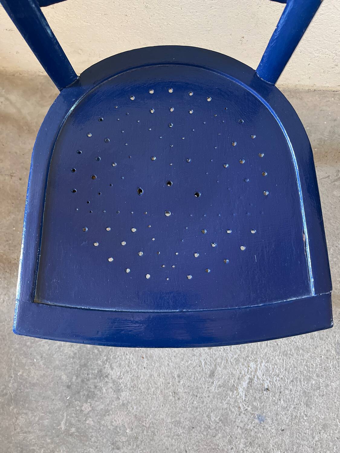 Antique bistro chair painted in midnight blue