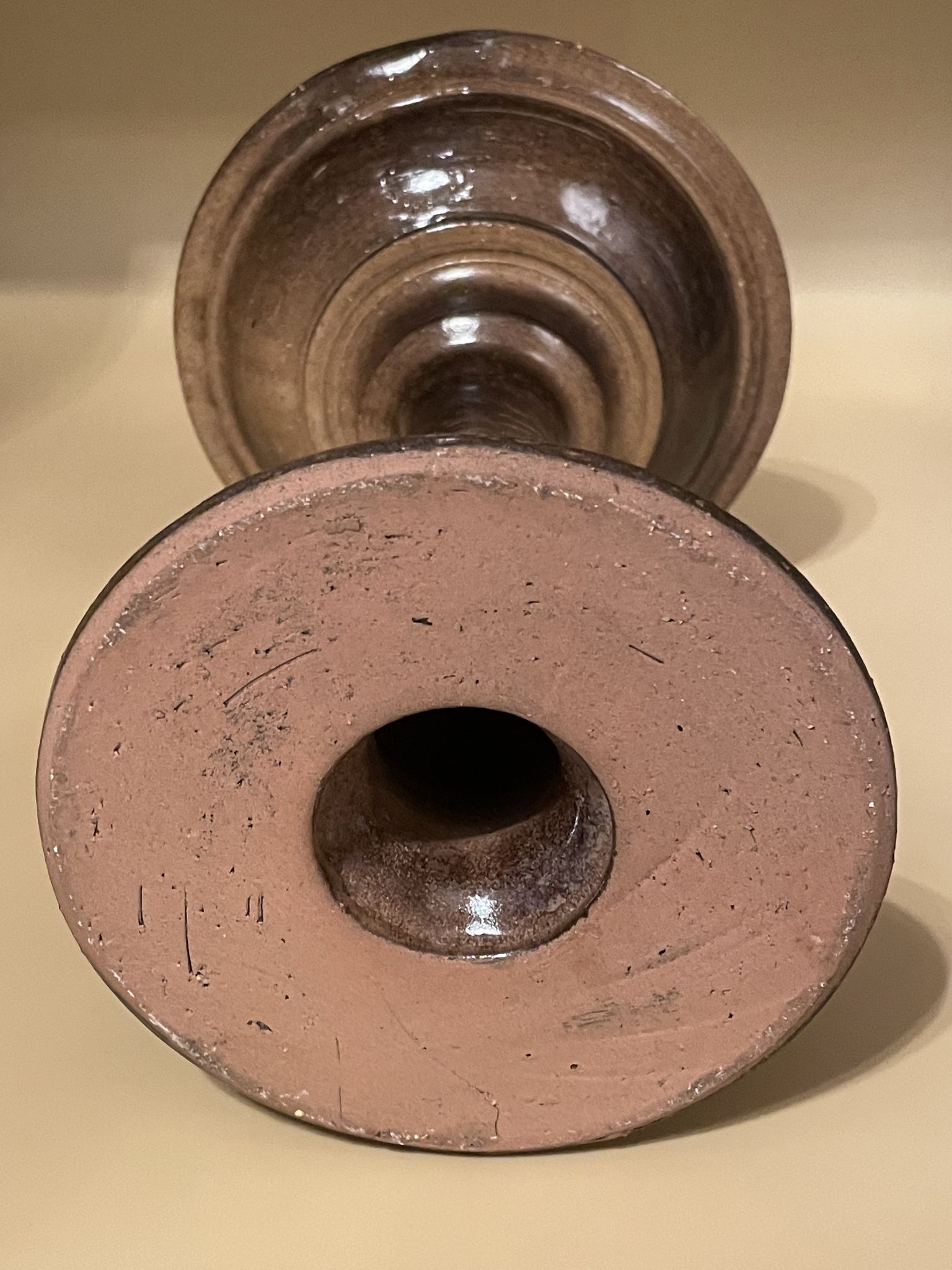 Terracotta candlestick by Jean Marais, Vallauris 1960