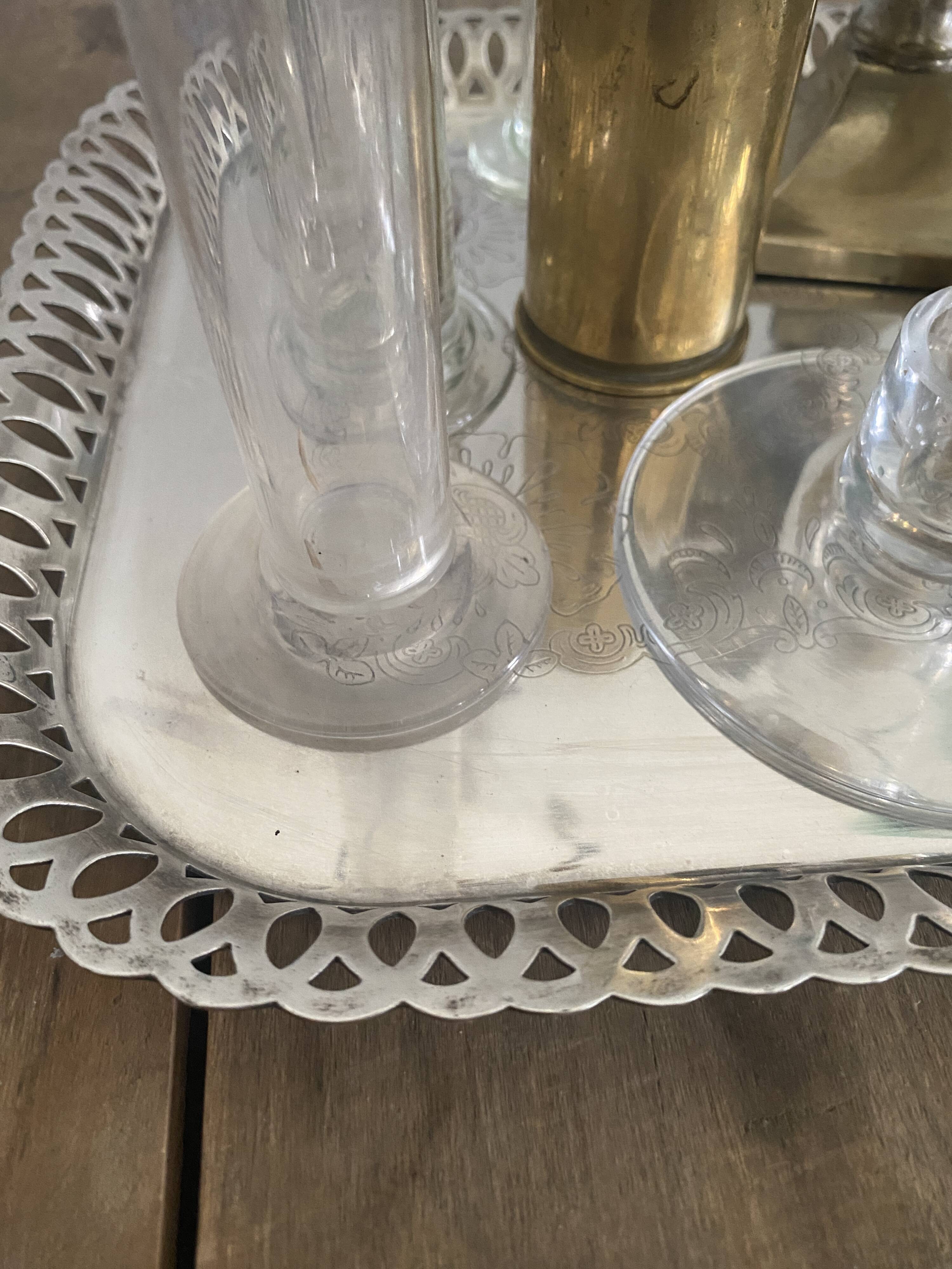 Silver metal tray, 1950s