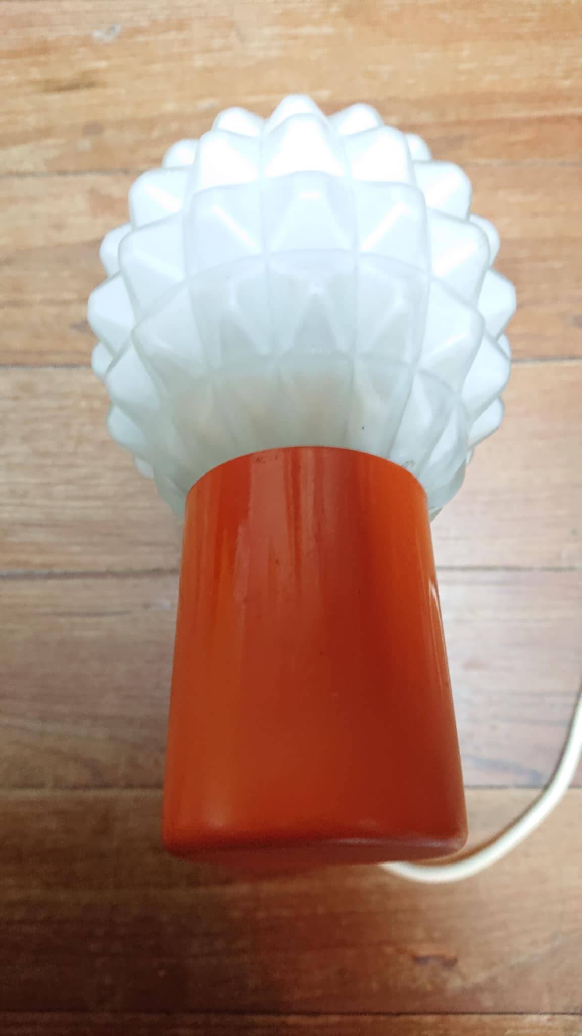 Vintage Orange Pressed Glass Desk Lamp, Lustry KP, Czechoslovakia