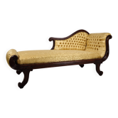 French Walnut Chaise Longue, 19th Century